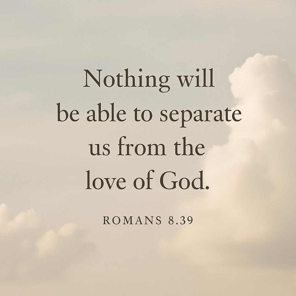 An inspirational image featuring a Bible verse about God's love, suitable for a faith-based website. The verse can be visually integrated, with soft colors and uplifting style.